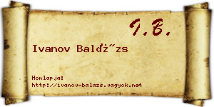 Ivanov Balázs névjegykártya